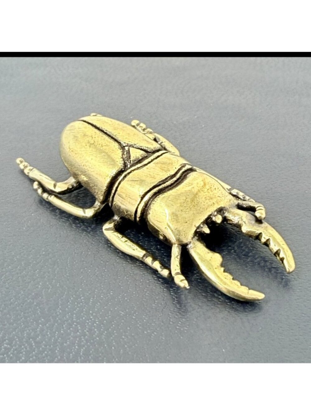 Brass Beetle Miniature Protection Totem Altar Decor Spirit Animal 70s Style - Picture 5 of 6